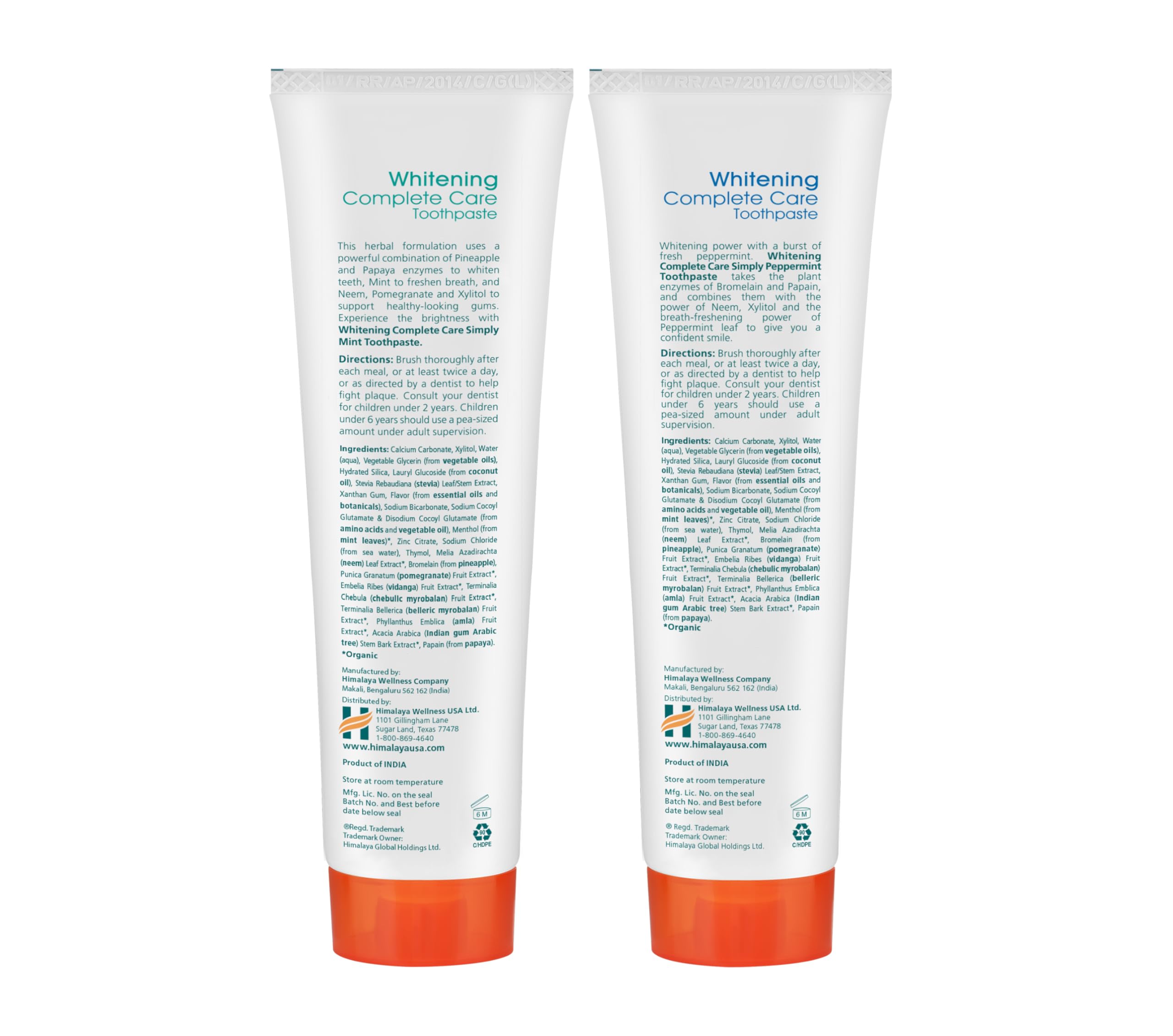 Himalaya Botanique Complete Care Whitening Toothpaste, Simply Mint, for a Clean Mouth, Whiter Teeth and Fresh Breath, 5.29 oz
