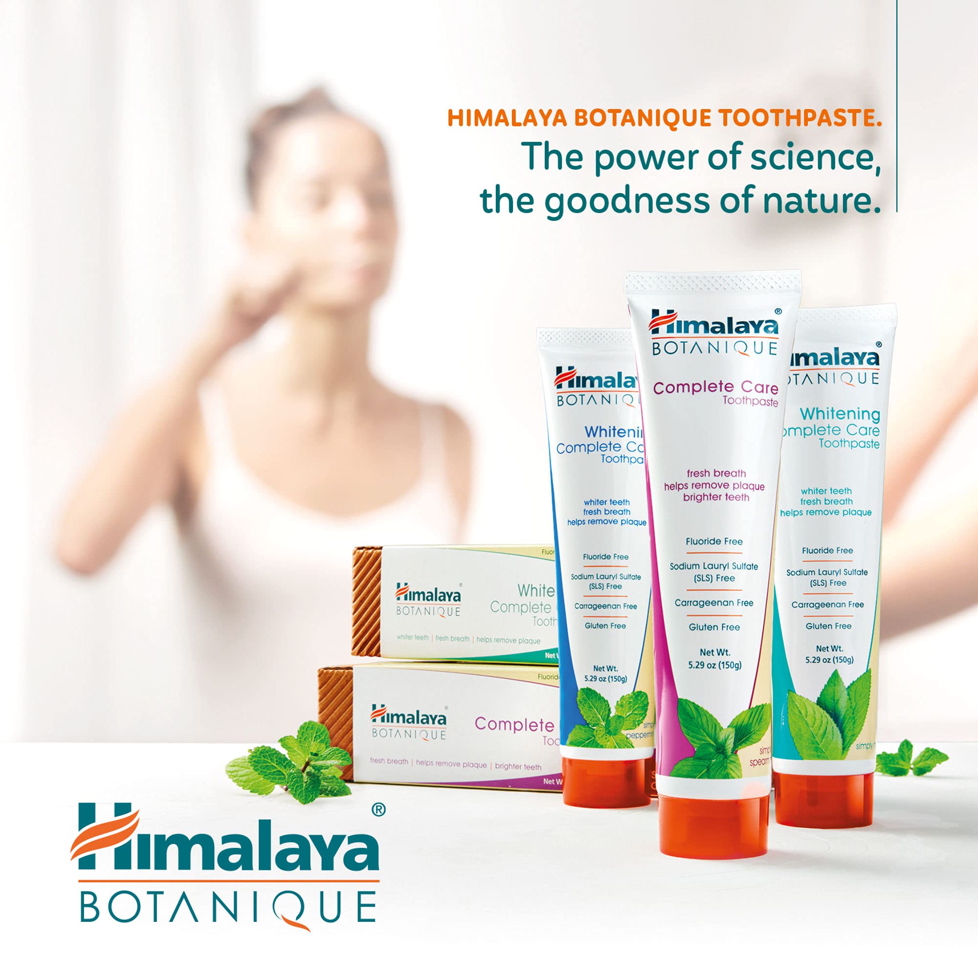 Himalaya Botanique Complete Care Whitening Toothpaste, Simply Mint, for a Clean Mouth, Whiter Teeth and Fresh Breath, 5.29 oz