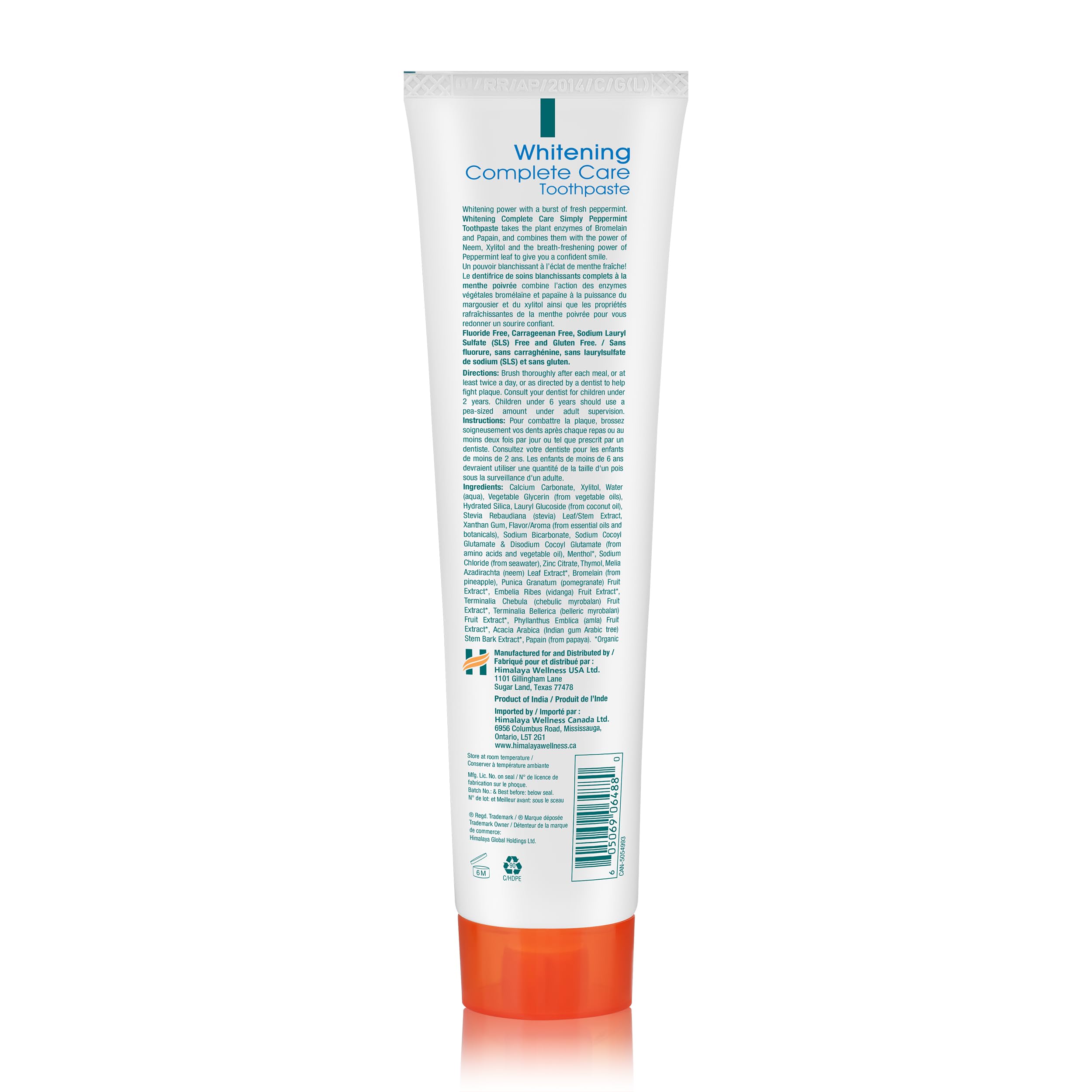 Himalaya Botanique Complete Care Whitening Toothpaste, Simply Mint, for a Clean Mouth, Whiter Teeth and Fresh Breath, 5.29 oz