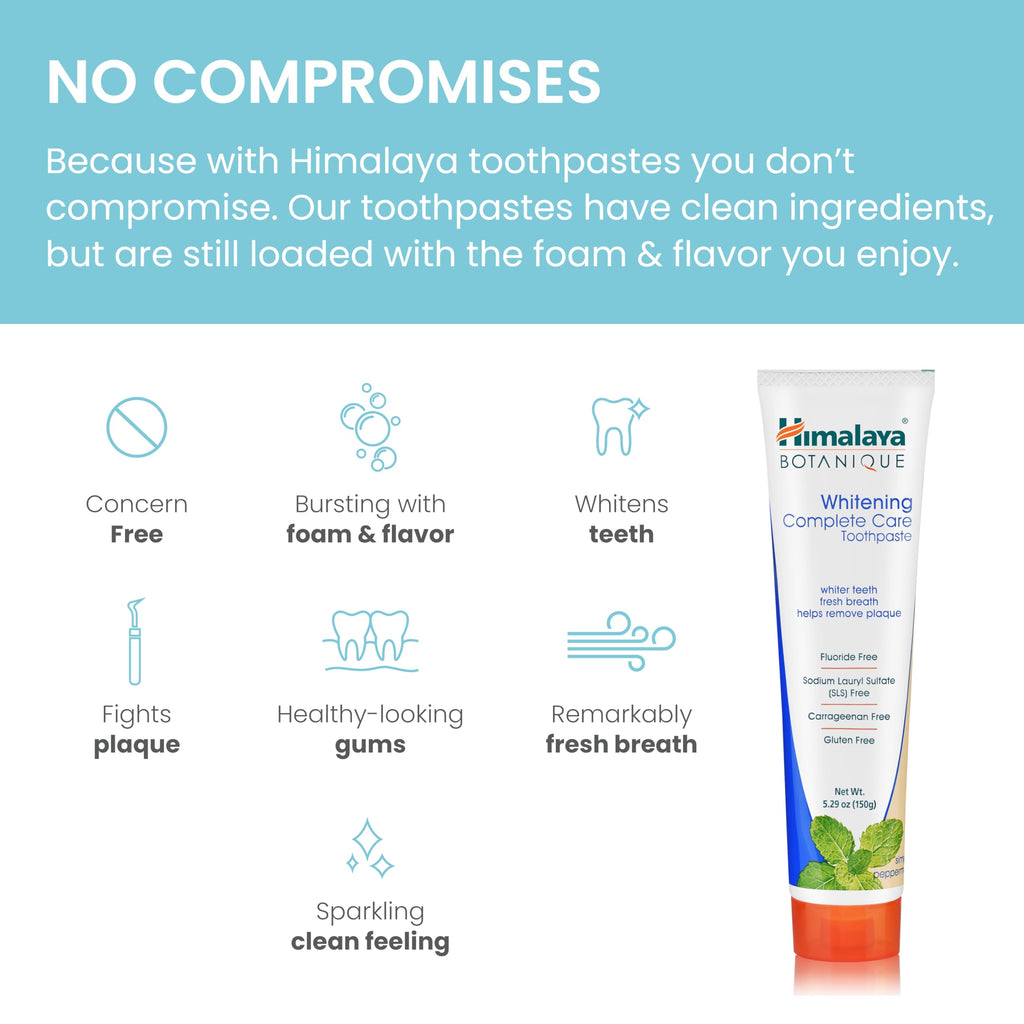 Himalaya Botanique Complete Care Whitening Toothpaste, Simply Mint, for a Clean Mouth, Whiter Teeth and Fresh Breath, 5.29 oz