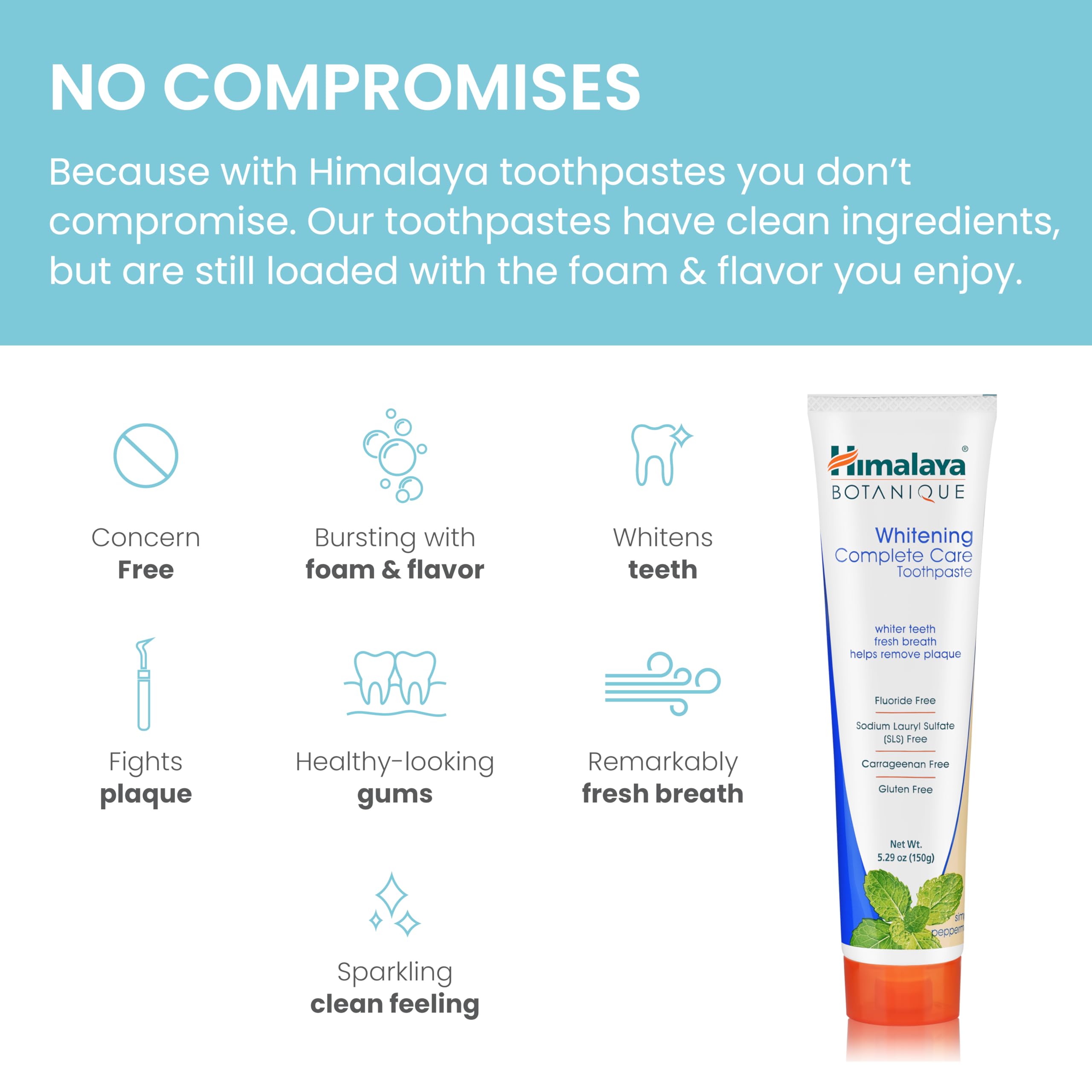 Himalaya Botanique Complete Care Whitening Toothpaste, Simply Mint, for a Clean Mouth, Whiter Teeth and Fresh Breath, 5.29 oz
