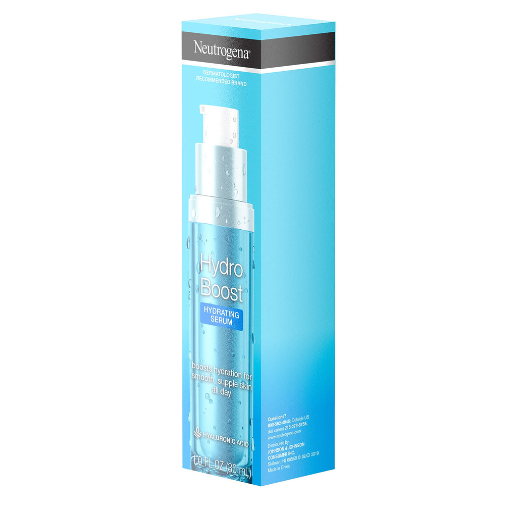 Neutrogena Hydro Boost Hydrating Hyaluronic Acid Serum, Oil-Free and Non-Comedogenic Face Serum Formula for Glowing Complexion, Oil-Free & Non-Comedogenic, 1 fl. oz