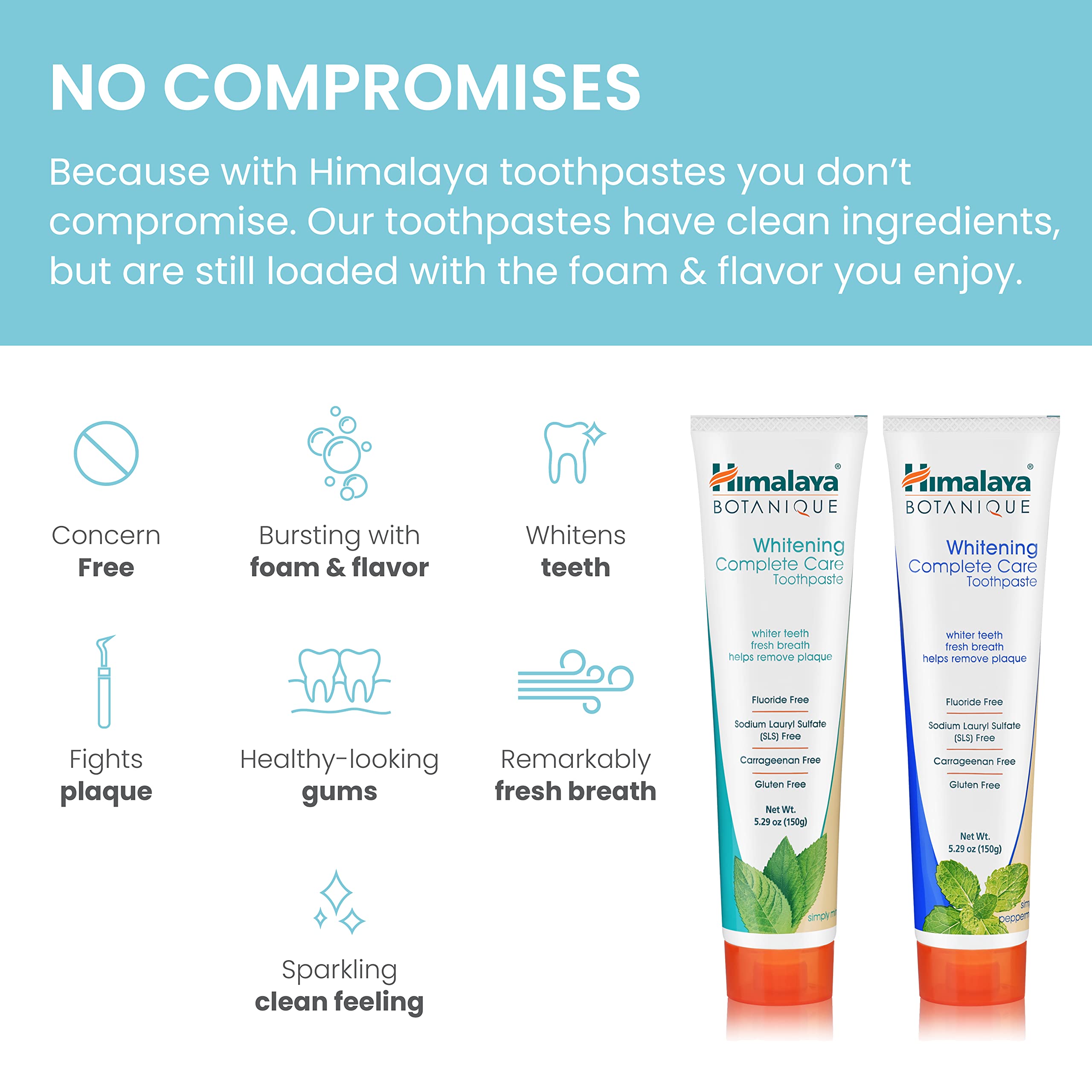 Himalaya Botanique Complete Care Whitening Toothpaste, Simply Mint, for a Clean Mouth, Whiter Teeth and Fresh Breath, 5.29 oz