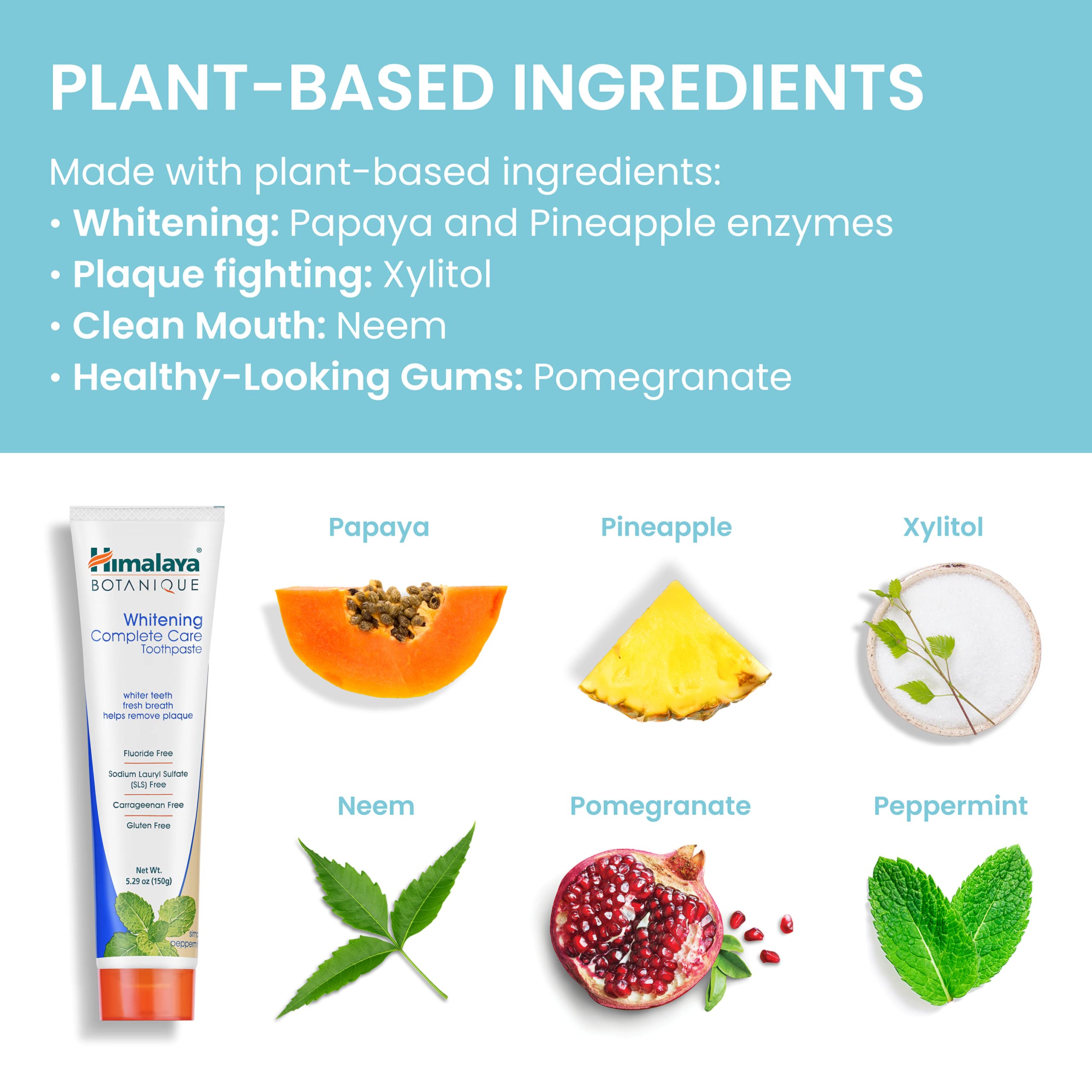 Himalaya Botanique Complete Care Whitening Toothpaste, Simply Mint, for a Clean Mouth, Whiter Teeth and Fresh Breath, 5.29 oz