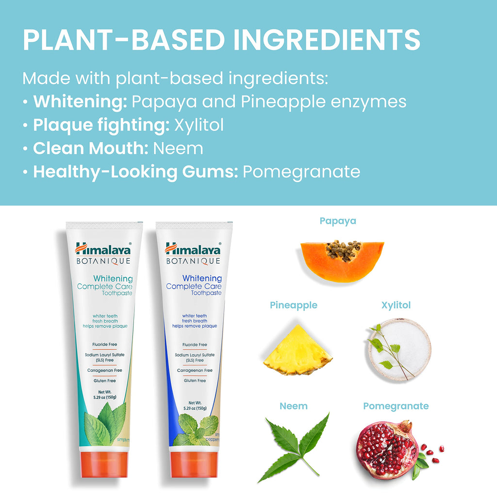 Himalaya Botanique Complete Care Whitening Toothpaste, Simply Mint, for a Clean Mouth, Whiter Teeth and Fresh Breath, 5.29 oz