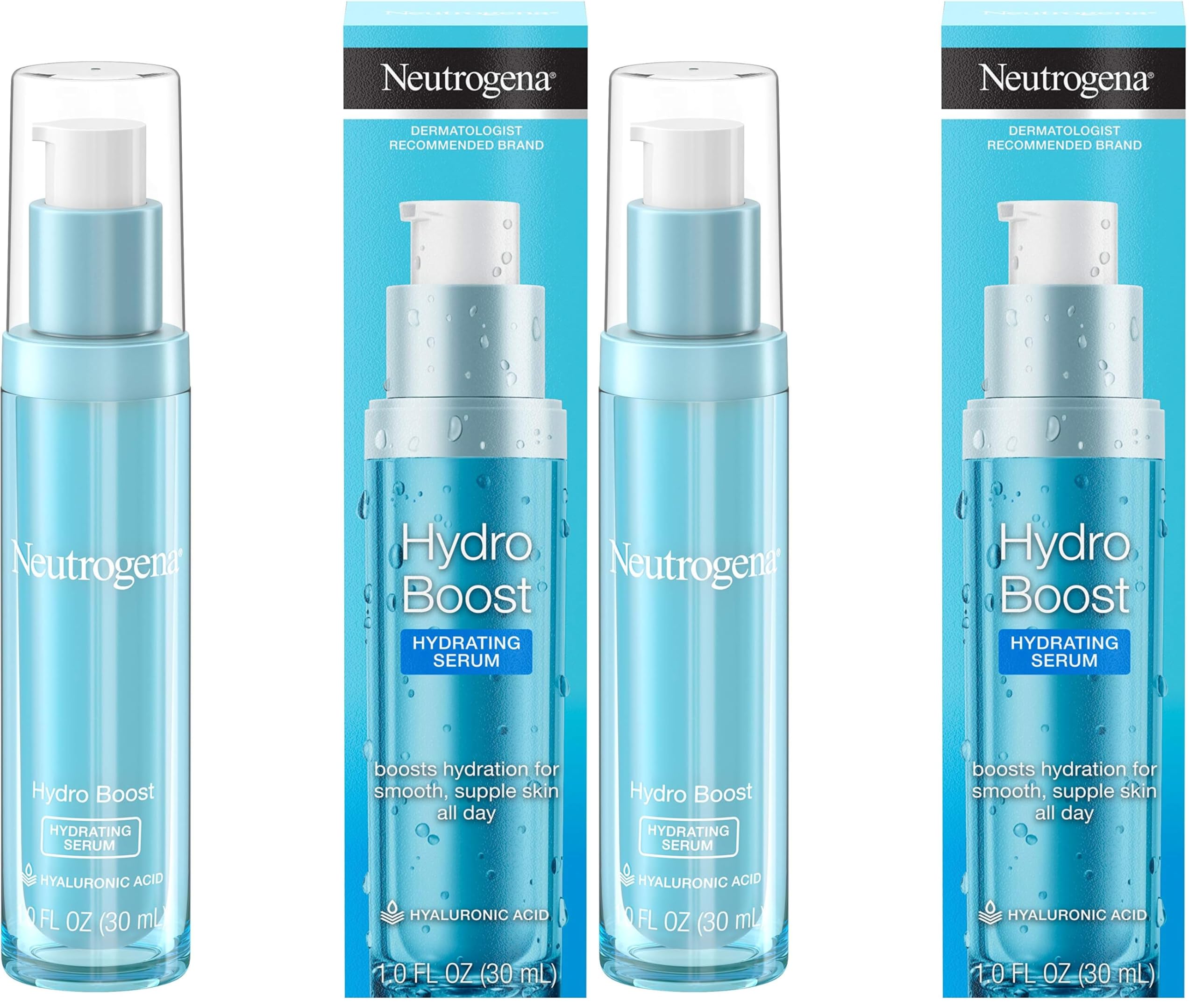 Neutrogena Hydro Boost Hydrating Hyaluronic Acid Serum, Oil-Free and Non-Comedogenic Face Serum Formula for Glowing Complexion, Oil-Free & Non-Comedogenic, 1 fl. oz