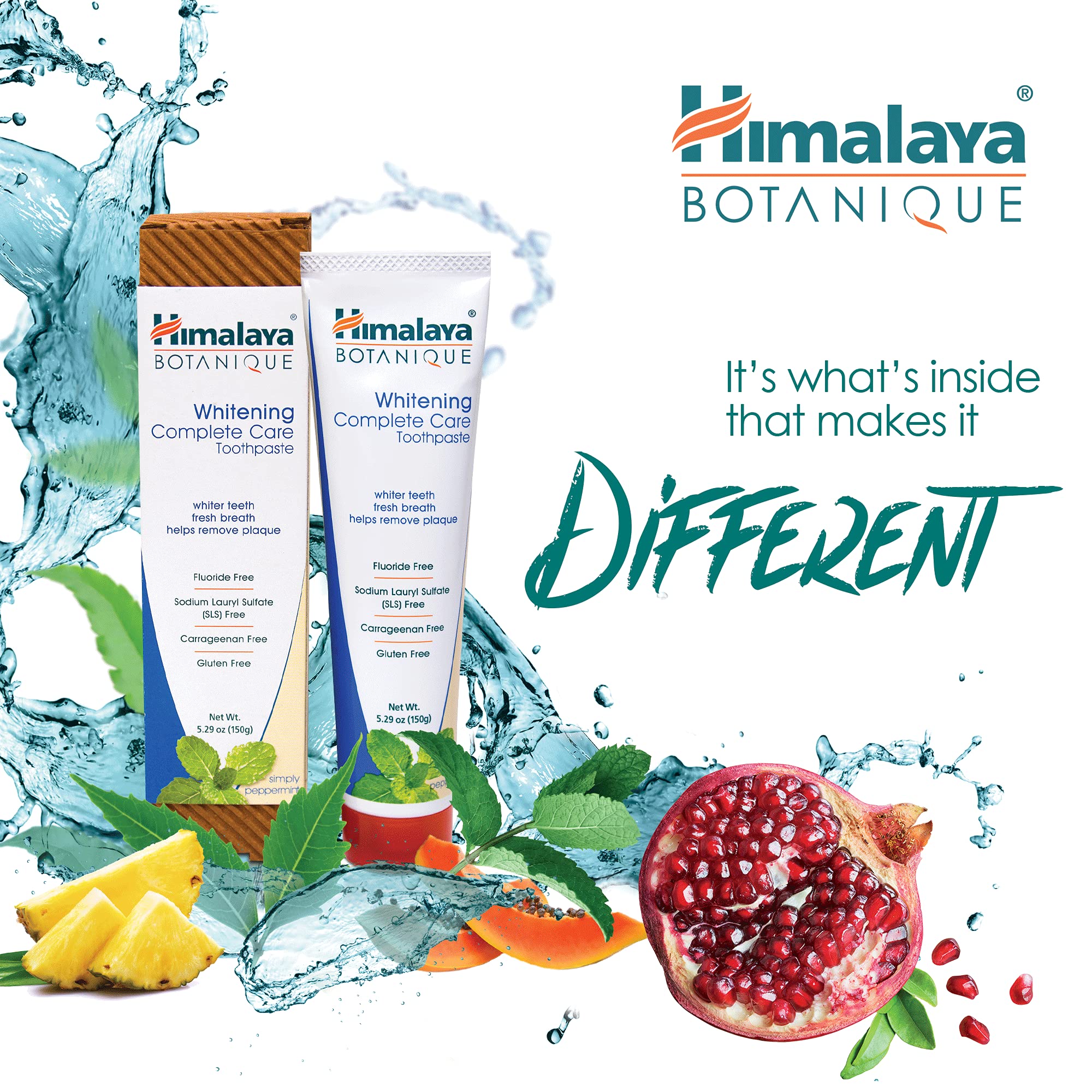 Himalaya Botanique Complete Care Whitening Toothpaste, Simply Mint, for a Clean Mouth, Whiter Teeth and Fresh Breath, 5.29 oz
